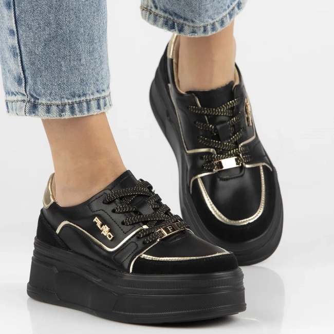 Skórzane sneakersy Filippo DP6805/25 BK czarne