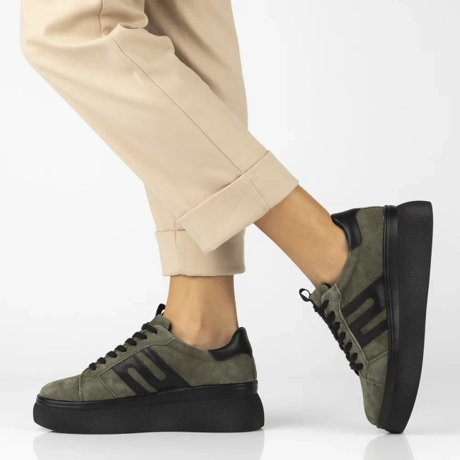 Skórzane sneakersy Filippo DP7175/25 KH khaki