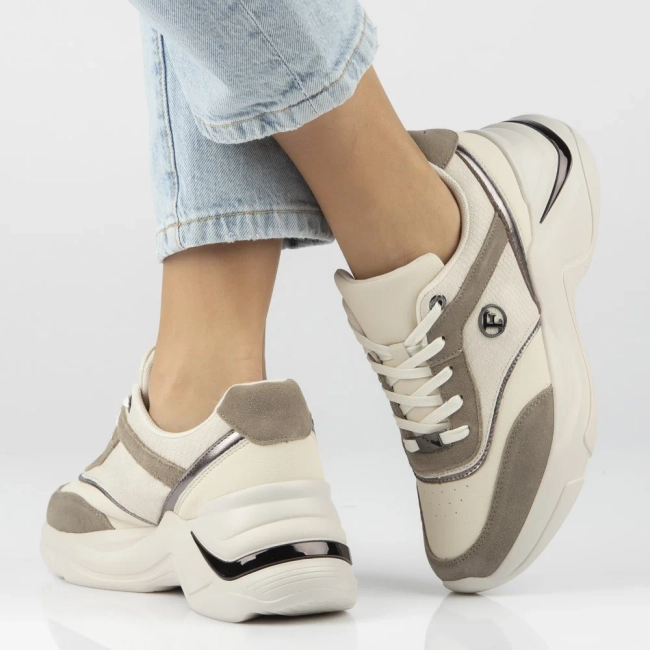 Skórzane sneakersy Filippo DP7766/26 WH BE biało-beżowe