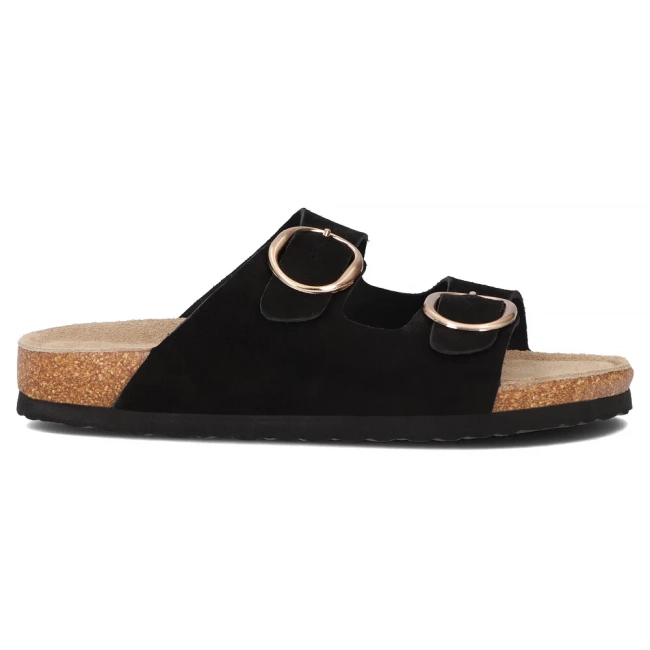 Skórzane klapki Filippo DK7061/25 BK czarne