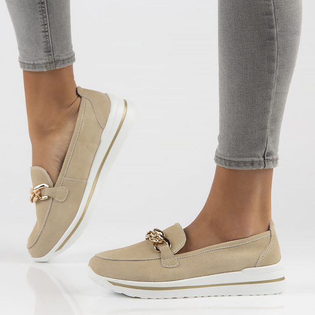 Skórzane półbuty Filippo DP3555/22 BE beżowe