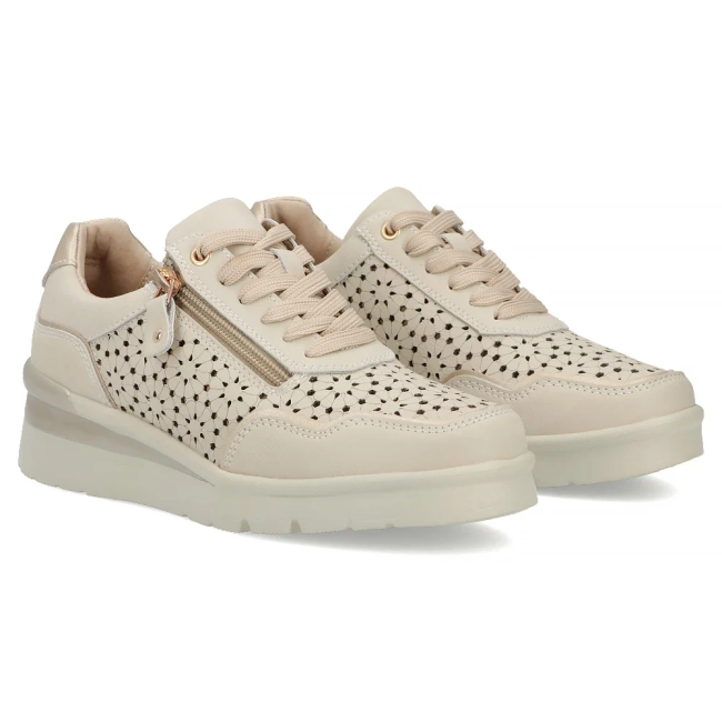 Skórzane sneakersy na platformie Filippo DP7677/26 BE beżowe