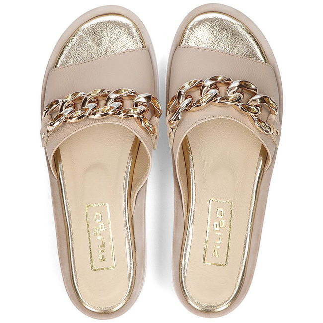 Leather flip-flops Filippo 105 beige