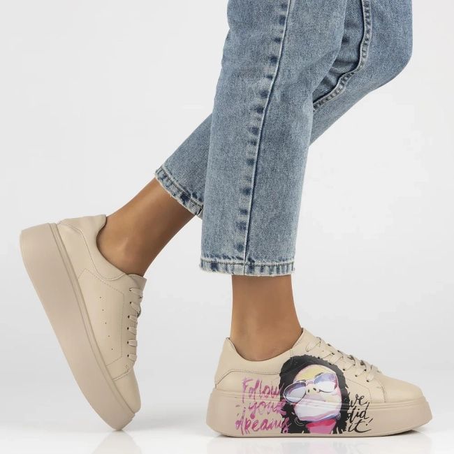 Leather sneakers Filippo DP6835/25 BE beige