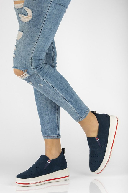 Skórzane Półbuty Filippo DP2009/21 NV granatowe