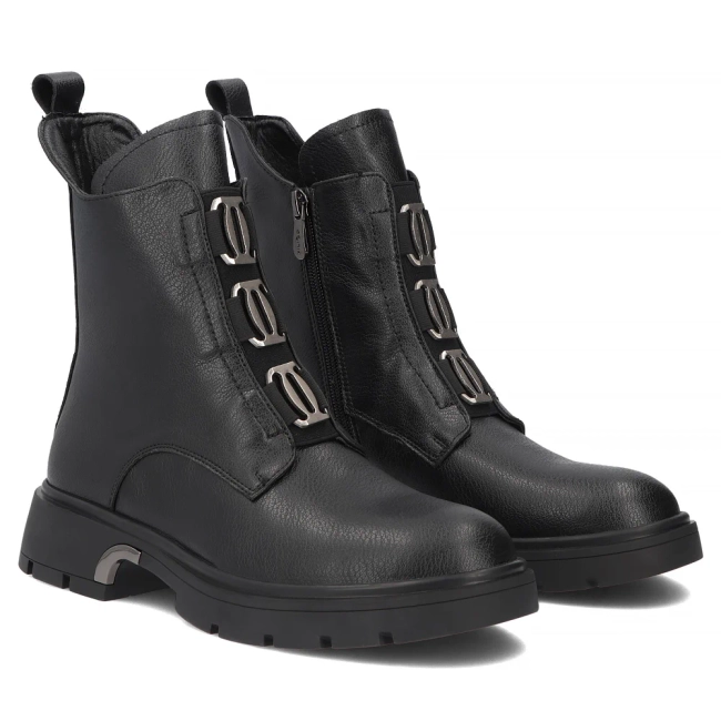 Skórzane botki Filippo DBT8015/26 BK czarne