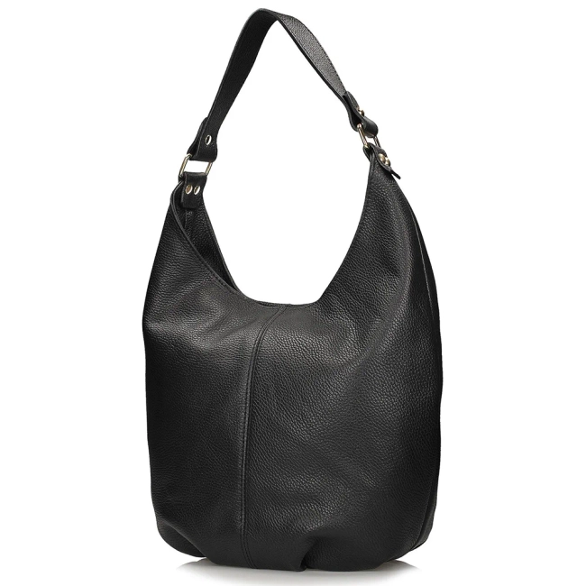 Skórzana torebka Toscanio Shopper F118 czarna
