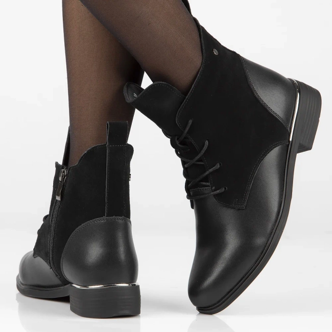 Skórzane trzewiki Filippo DBT4749/25 BK czarne