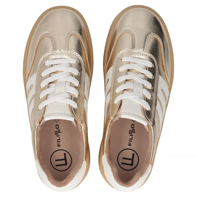 Skórzane sneakersy Filippo DP6994/25 GO złote