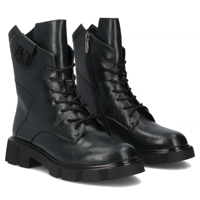 Skórzane botki typu workery Filippo DBT7464/25 GE ciemnozielone