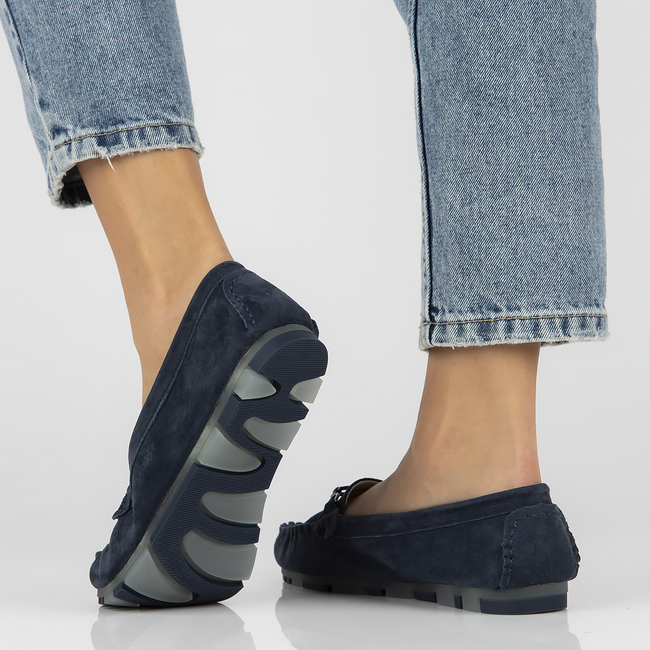 Skórzane mokasyny Filippo DP1202/23 NV granatowe