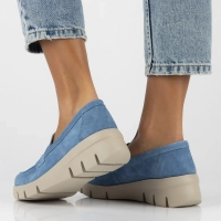 Skórzane półbuty na koturnie Filippo DP6248/24 BL niebieskie