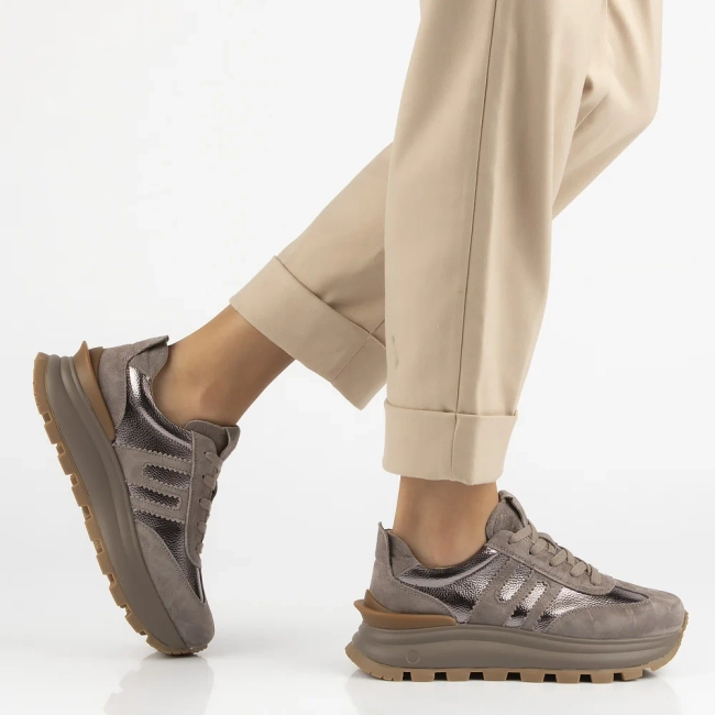 Skórzane sneakersy Filippo DP7408/26 TP taupe