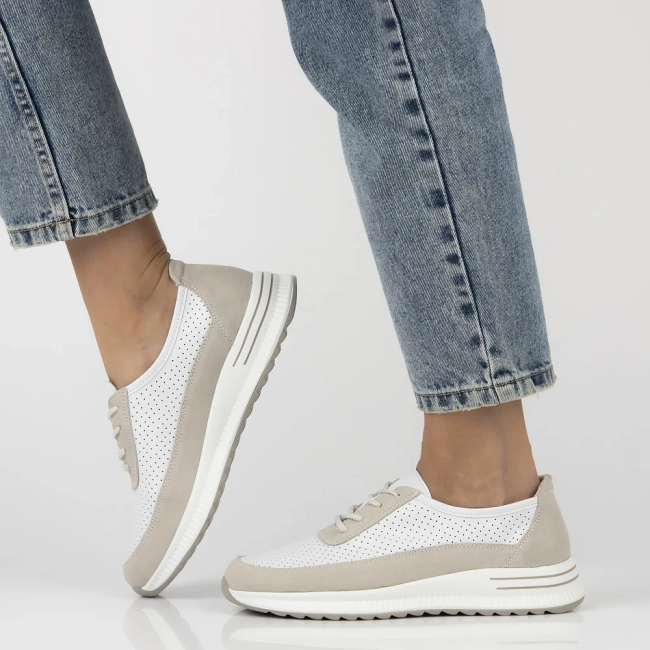 Skórzane półbuty na platformie Filippo DP6717/25 WH GR biało szare