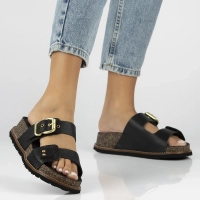 Leather flip-flops Yokono OCA-252 OPAK NEGRO black