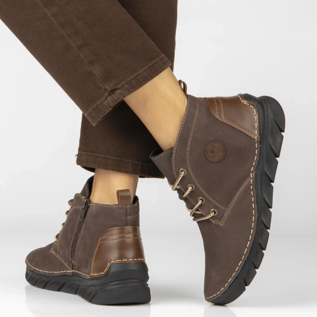 Leather ankle boots Rieker 55036-25 brown
