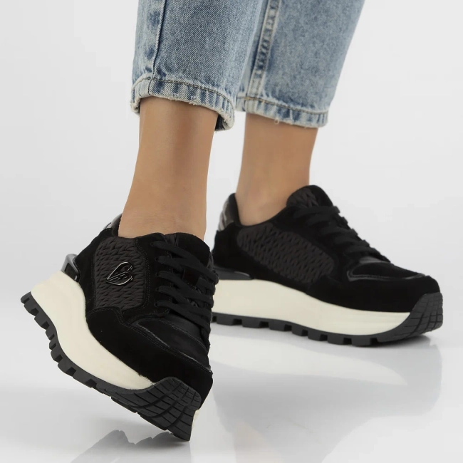 Leather sneakers Filippo DP7410/25 BK black