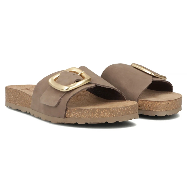 Leather flip-flops Yokono JERBA-114 NOBUCK TABACO brown