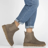 Skórzane botki na platformie Filippo DBT7261/25 TP taupe