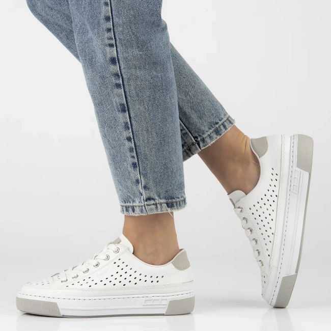 Leather sneakers Rieker L8849-80 white