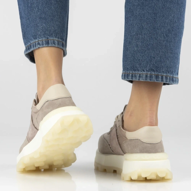 Skórzane sneakersy na platformie Filippo DP7545/26 BE beżowe