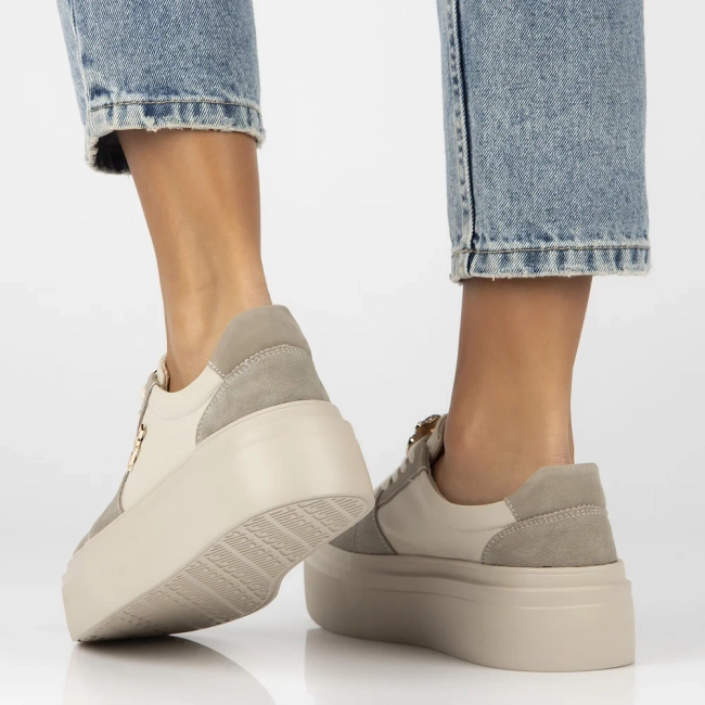 Skórzane sneakersy Filippo DP6775/25 BE beżowe