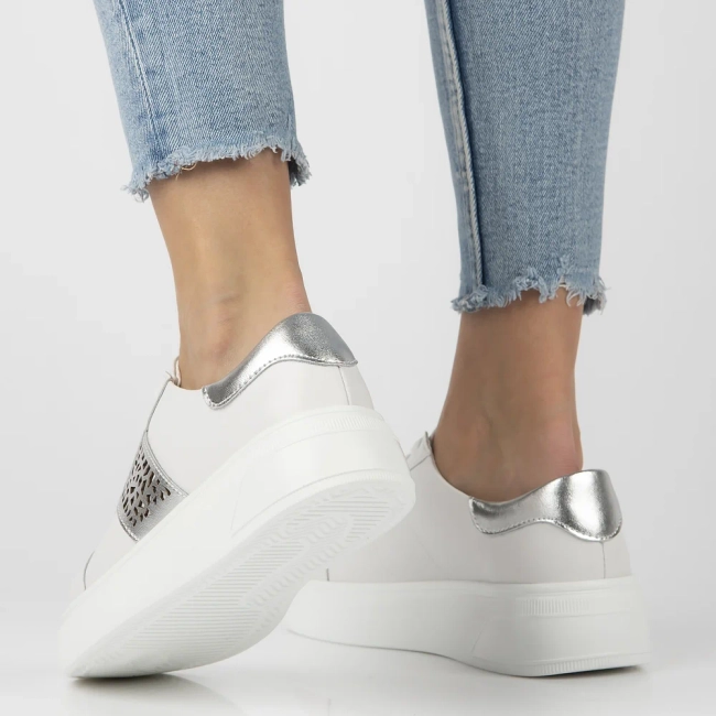 Leather sneakers Filippo DP6824/25 WH white