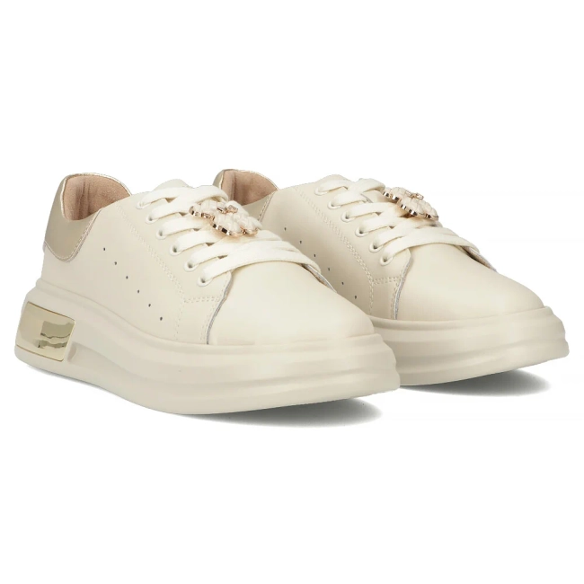 Skórzane sneakersy Filippo DP6807/25 BE beżowe