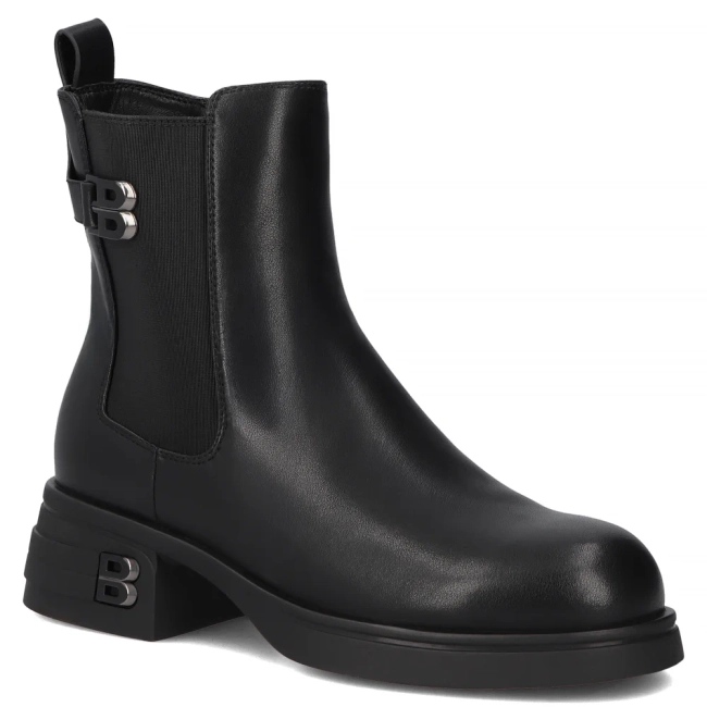 Skórzane botki na obcasie Filippo DBT7195/25 BK czarne