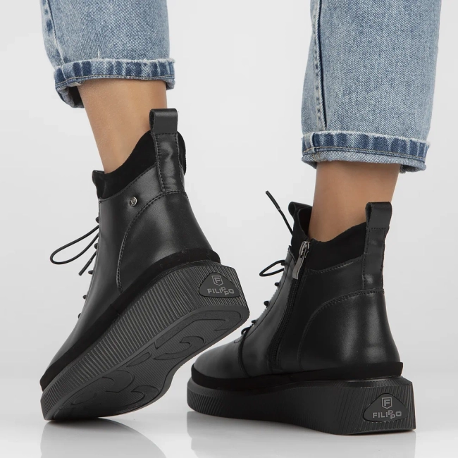 Leather ankle boots DBT4799/24 BK black