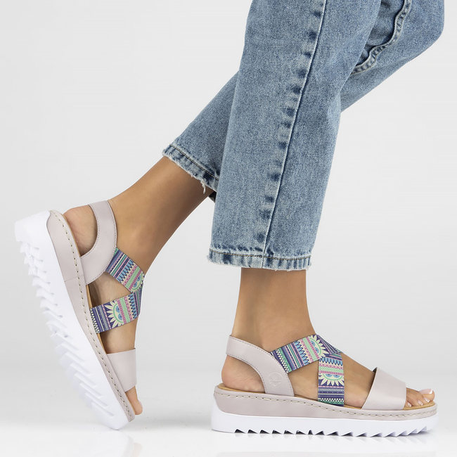 Sandały na koturnie Rieker V44G8-30 kolorowe