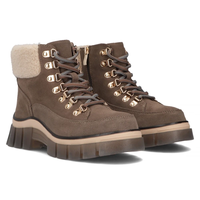 Skórzane trapery na platformie Filippo DBT6471/24 BR brązowe