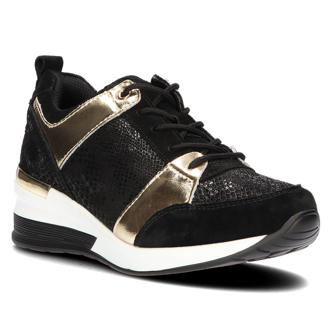 Skórzane sneakersy Filippo DP3170/21 GO czarne złote