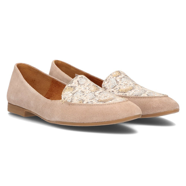 Skórzane mokasyny Filippo 04958 beżowe
