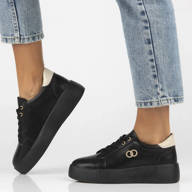 Leather sneakers Filippo DP6721/25 BK black