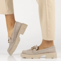 Skórzane półbuty na platformie Filippo DP6100/24 TP taupe