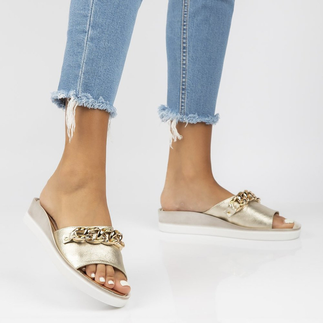 Leather flip-flops Filippo 105 gold