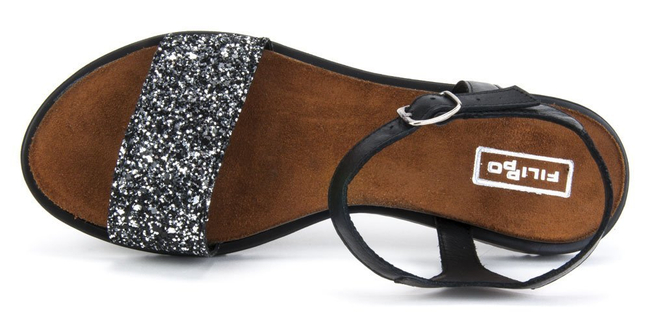 Sandały Filippo 1368 Czarny Cekiny Nero