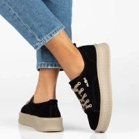 Skórzane sneakersy Filippo DP6122/26 BK BE czarne