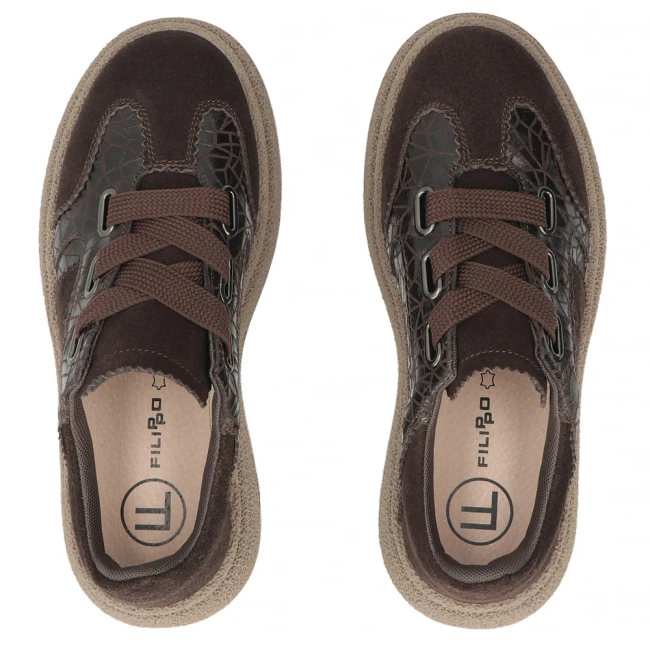 Skórzane sneakersy Filippo DP7978/26 BR brązowe