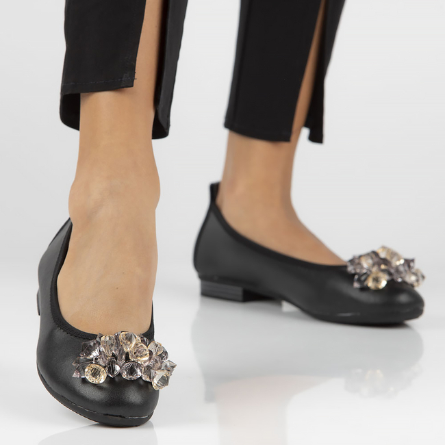 Skórzane baleriny Filippo DP4527/23 BK czarne