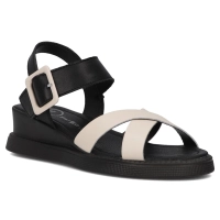 Skórzane sandały na koturnie Filippo DS6874/25 BE beżowe