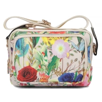 Messenger bag beige flowers