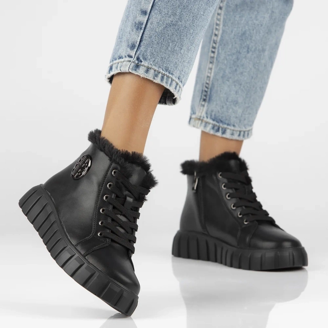 Leather ankle boots DBT4770/24 BK black