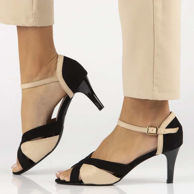 Sandały na szpilce Filippo DS6228/24 BK BE czarne