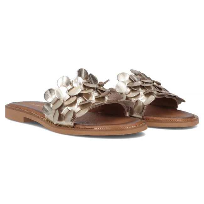 Leather flip-flops Filippo 40381 gold