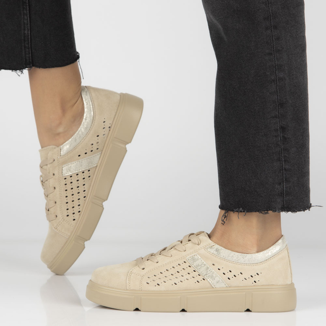 Skórzane półbuty na platformie Filippo DP4531/23 BE BE beżowe