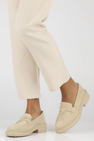 Skórzane półbuty na obcasie Filippo DP4523/23 BE beżowe