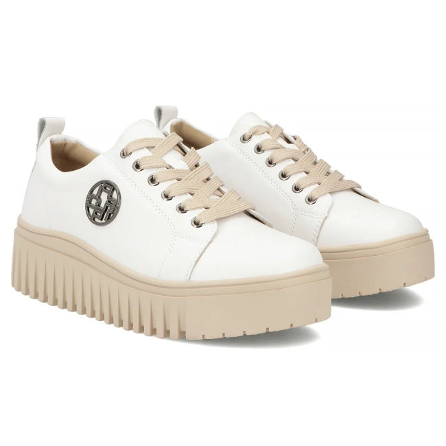 Skórzane sneakersy Filippo DP8271/26 WH BE białe