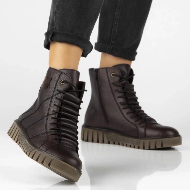 Leather ankle boots Rieker Y3421-35 burgundy